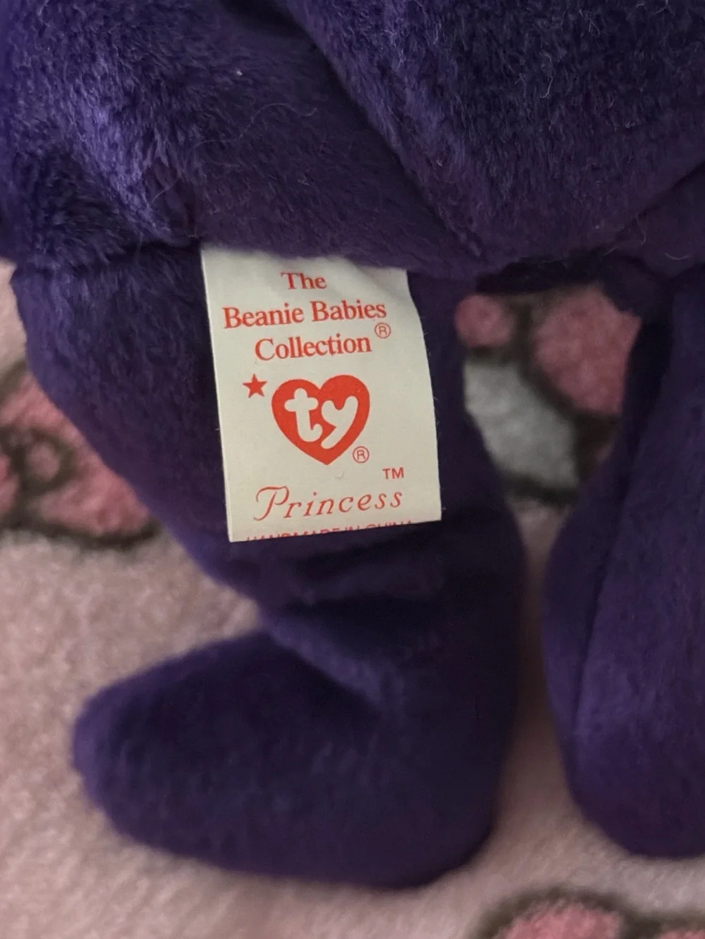 RARE Ty Beanie Babies Princess Purple Bear Plush w/ Heart Tag 1997 Vintage